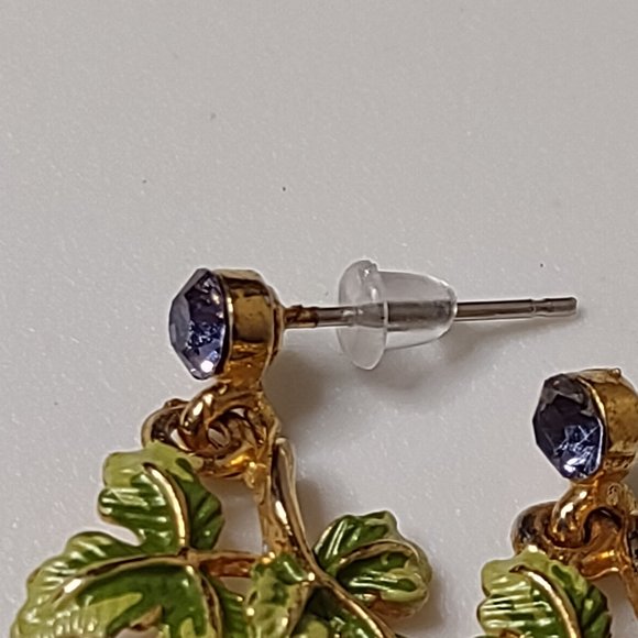 Cute Purple Grapes And Leaves Earrings - Picture 11 of 14